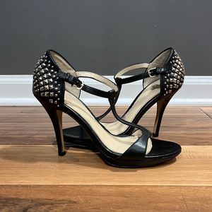 Black and gold studded party heels size 6